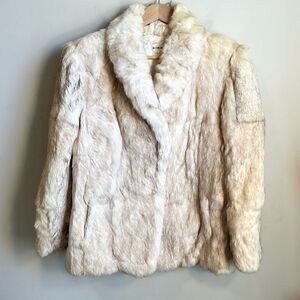 Vintage Rabbit Fur Jacket Made in Hong Kong L